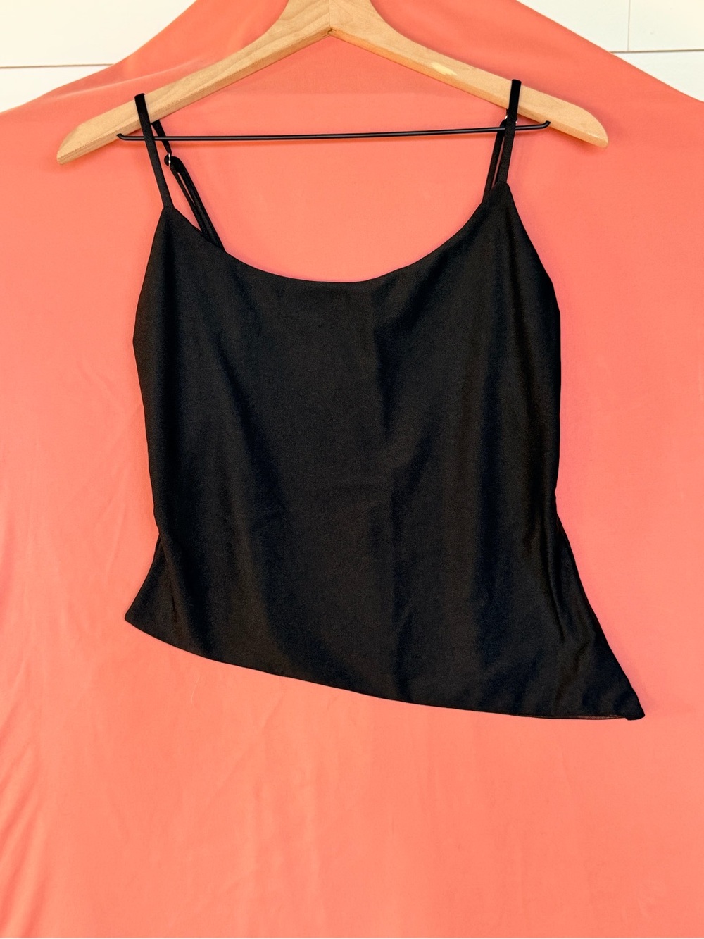 White Fox Black Satin Asymmetrical Cami Top Size Large Y2K Going Out